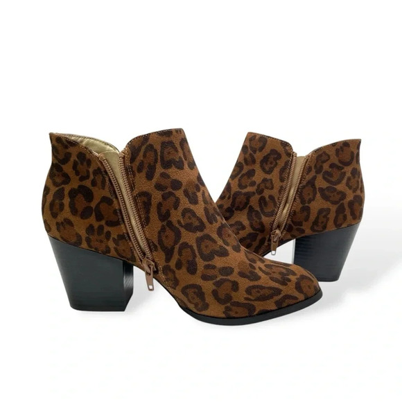 Style & Co. Marinaa Ankle Booties Women’s Size 8 Brown Leopard Zip-up Block Heel - Picture 9 of 13